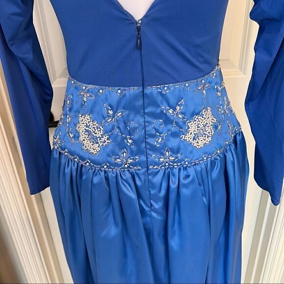 VIVEINNE for Trendy New York Blue beaded Vintage deep lowback dress size 2-4 - Picture 7 of 11
